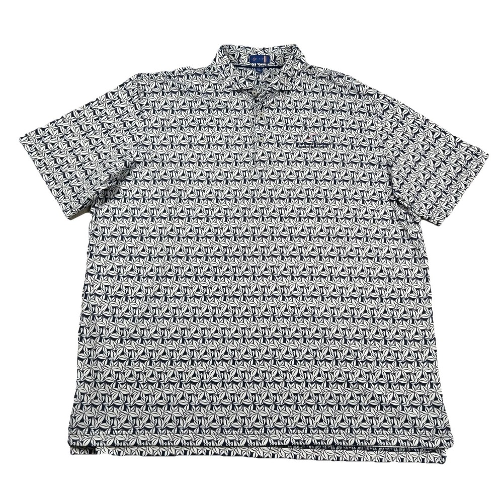 Stitch Golf Polo Mens 2xl Floral All Over Print Hammock Beach Ocean Course Navy